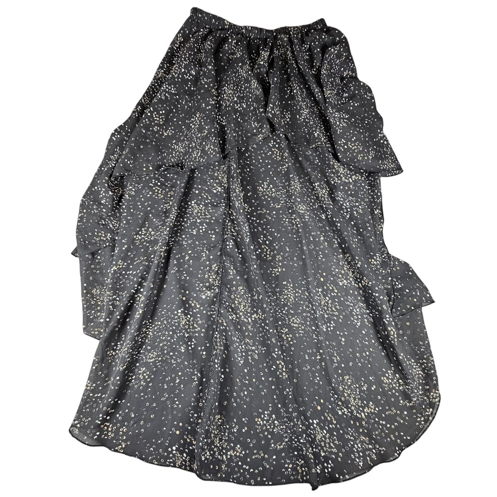 Brandy‎ Melville Black semi sheer Floral Print Ruffle Maxi Skirt One Size
